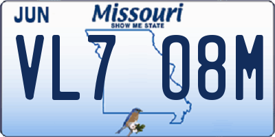 MO license plate VL7O8M