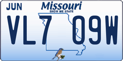 MO license plate VL7O9W