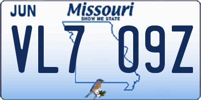 MO license plate VL7O9Z