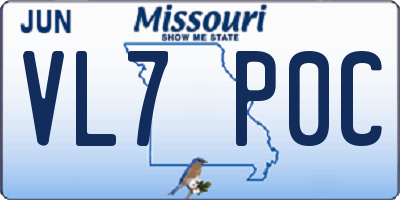 MO license plate VL7P0C