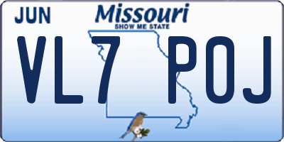 MO license plate VL7P0J