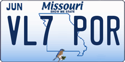 MO license plate VL7P0R
