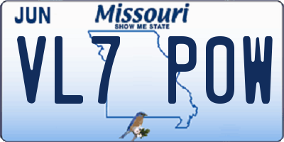 MO license plate VL7P0W