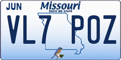 MO license plate VL7P0Z