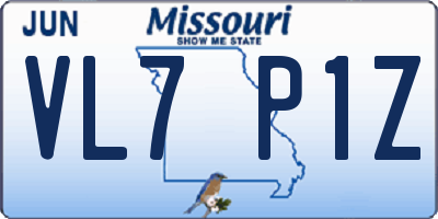 MO license plate VL7P1Z