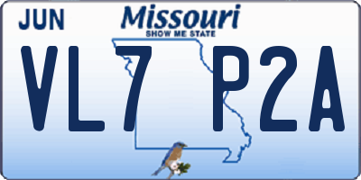 MO license plate VL7P2A