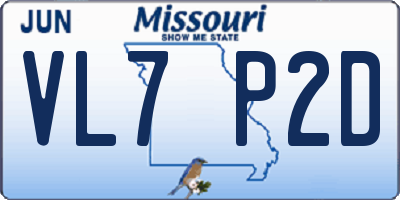 MO license plate VL7P2D