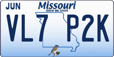 MO license plate VL7P2K
