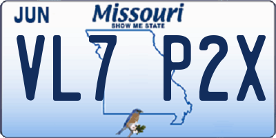 MO license plate VL7P2X