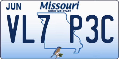 MO license plate VL7P3C