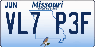 MO license plate VL7P3F
