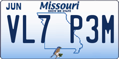 MO license plate VL7P3M