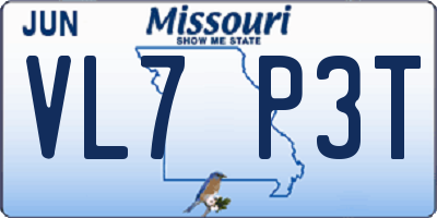 MO license plate VL7P3T