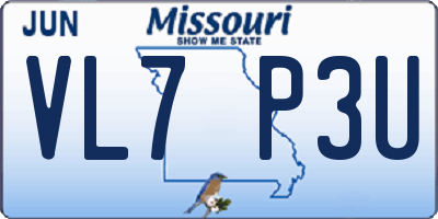 MO license plate VL7P3U