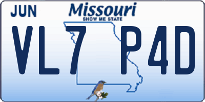 MO license plate VL7P4D