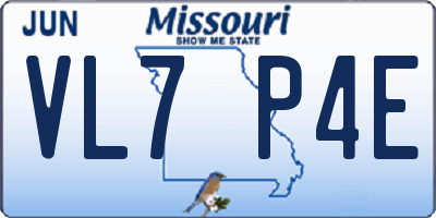 MO license plate VL7P4E