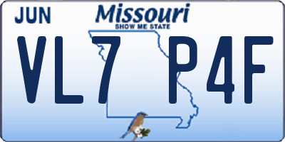 MO license plate VL7P4F