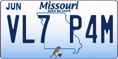 MO license plate VL7P4M