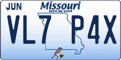 MO license plate VL7P4X