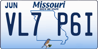 MO license plate VL7P6I