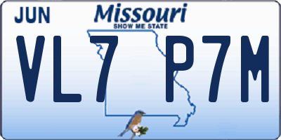 MO license plate VL7P7M