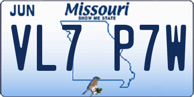 MO license plate VL7P7W