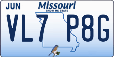 MO license plate VL7P8G