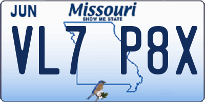MO license plate VL7P8X