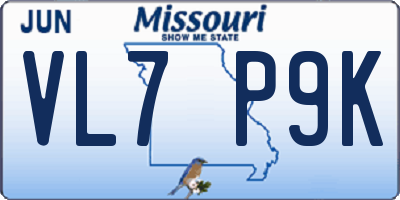 MO license plate VL7P9K