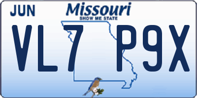 MO license plate VL7P9X