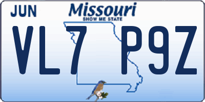 MO license plate VL7P9Z
