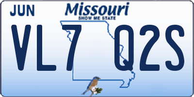 MO license plate VL7Q2S