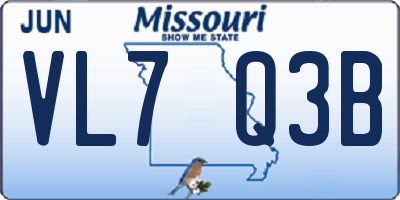 MO license plate VL7Q3B