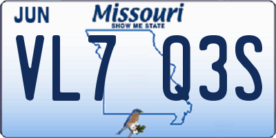 MO license plate VL7Q3S