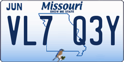 MO license plate VL7Q3Y