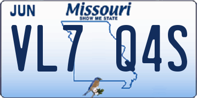 MO license plate VL7Q4S