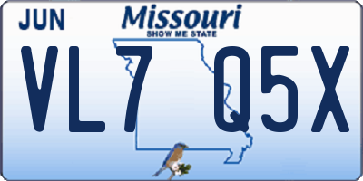 MO license plate VL7Q5X