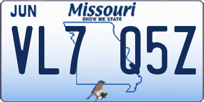 MO license plate VL7Q5Z