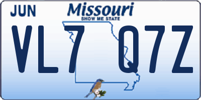 MO license plate VL7Q7Z