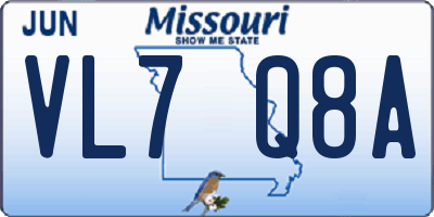 MO license plate VL7Q8A