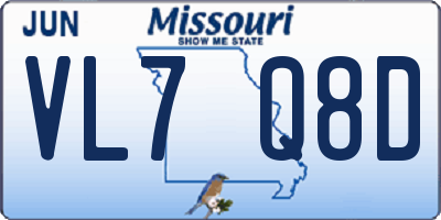MO license plate VL7Q8D