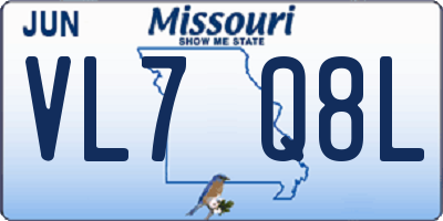 MO license plate VL7Q8L