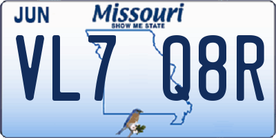 MO license plate VL7Q8R