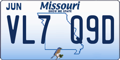 MO license plate VL7Q9D