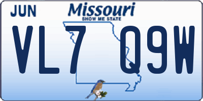 MO license plate VL7Q9W