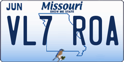 MO license plate VL7R0A