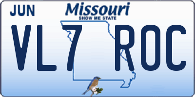 MO license plate VL7R0C