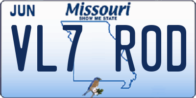 MO license plate VL7R0D
