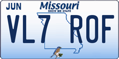 MO license plate VL7R0F