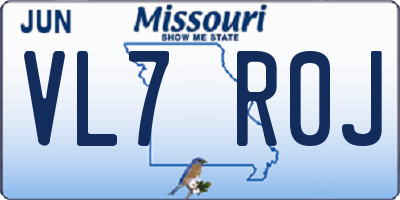 MO license plate VL7R0J